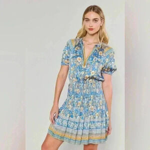 Current Air BORDER PRINT MINI DRESS Size Small in Royal Blue